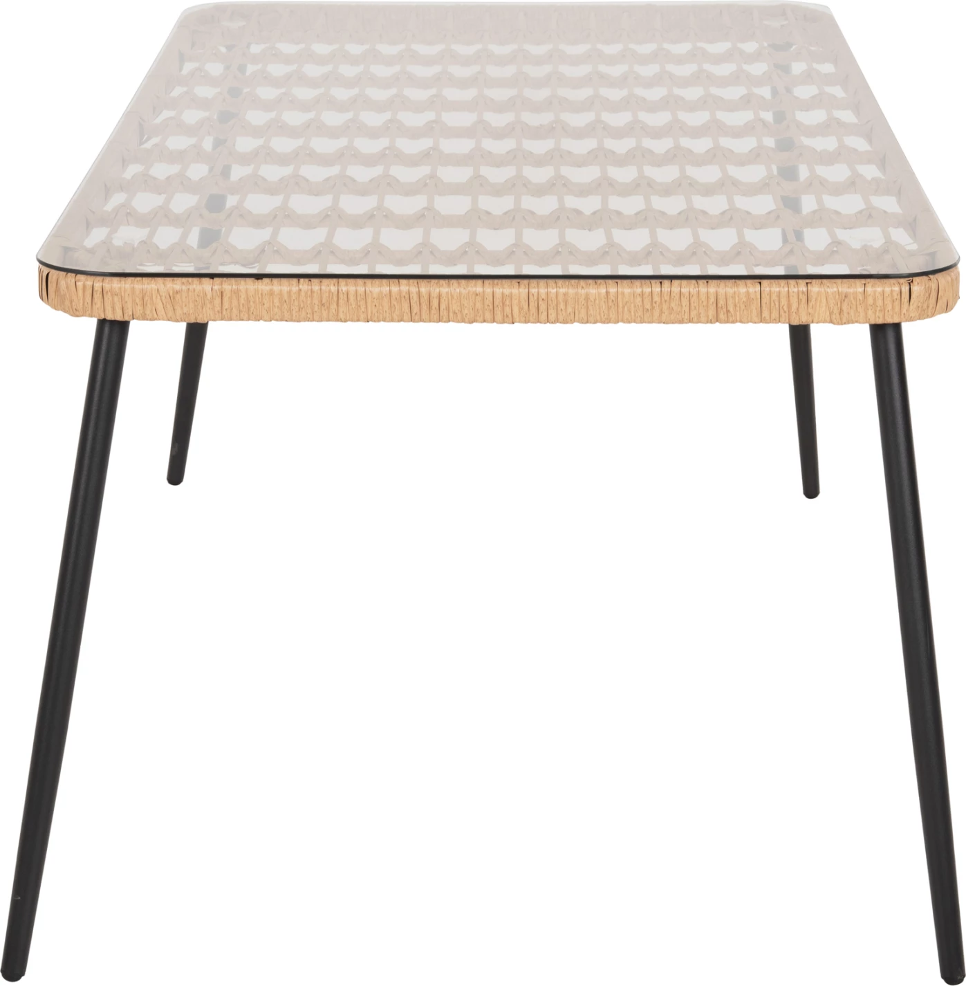 Tavolinë drejtkëndore për ngrënie, ALLEGRA, FH5538.11, metal i zi, ratan natyral, 159,5x89,5x72H cm