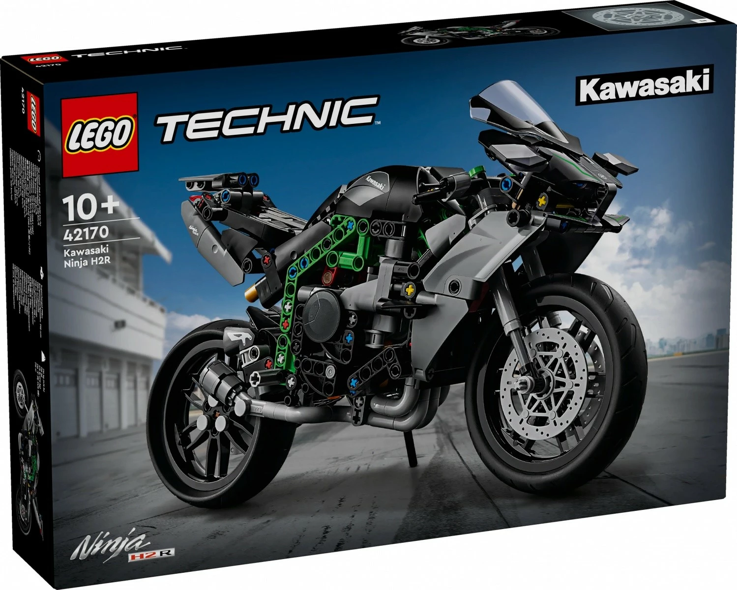 Set ndërtimi LEGO Technic Kawasaki Ninja H2R 42170, 643 pjesë, për fëmijë 10+, e zezë/gjelbër