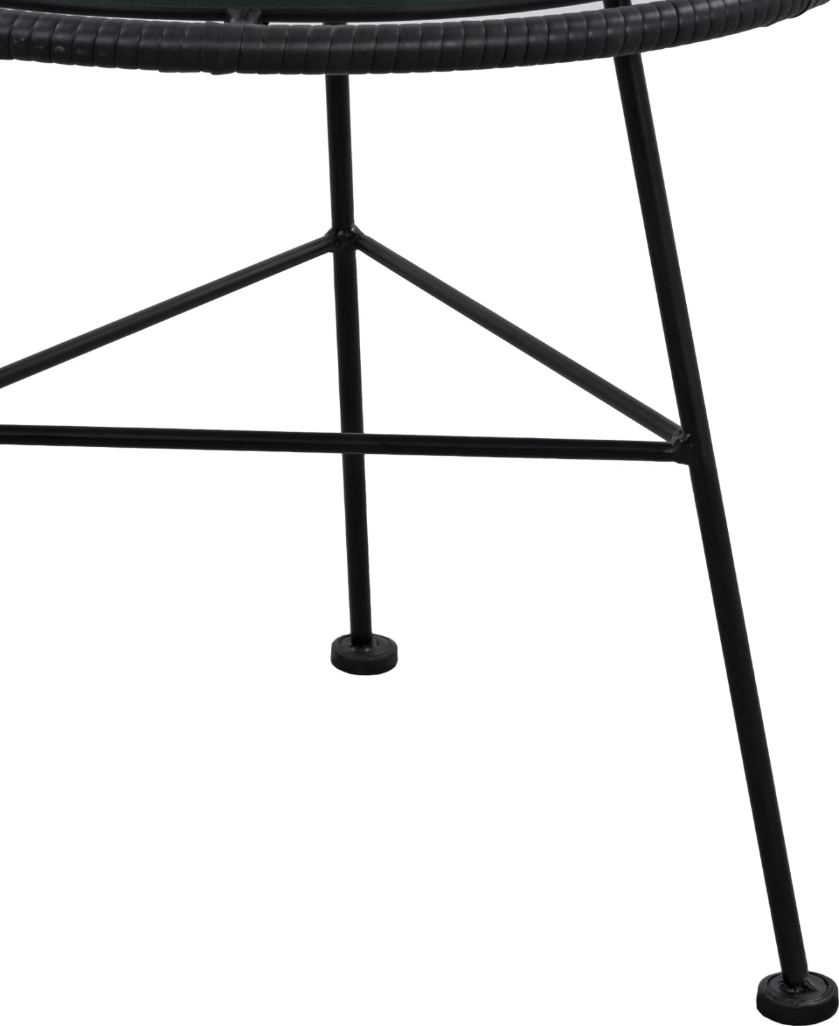 Tavolinë metalike Allegra me thurje, ngjyrë e zezë dhe xham, FH5459.02, 45x46cm