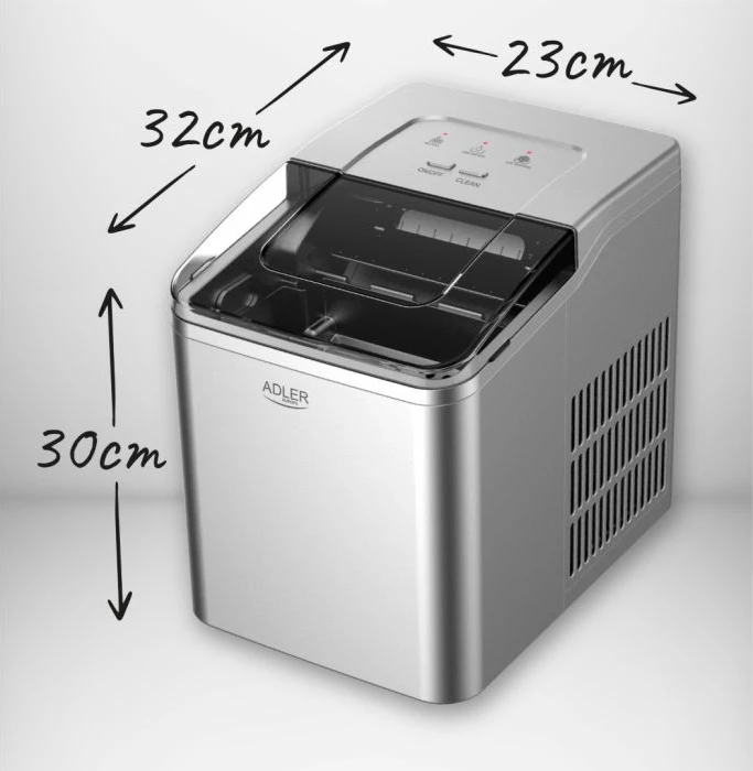 ledomat Adler AD8086, 12 kg/ditë, 9 kube/cikël, kapak transparent, vetëpastrim, e bardhë