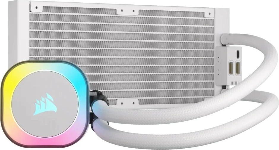 Ftohës hibrid Corsair H100i, 240mm, RGB, i bardhë