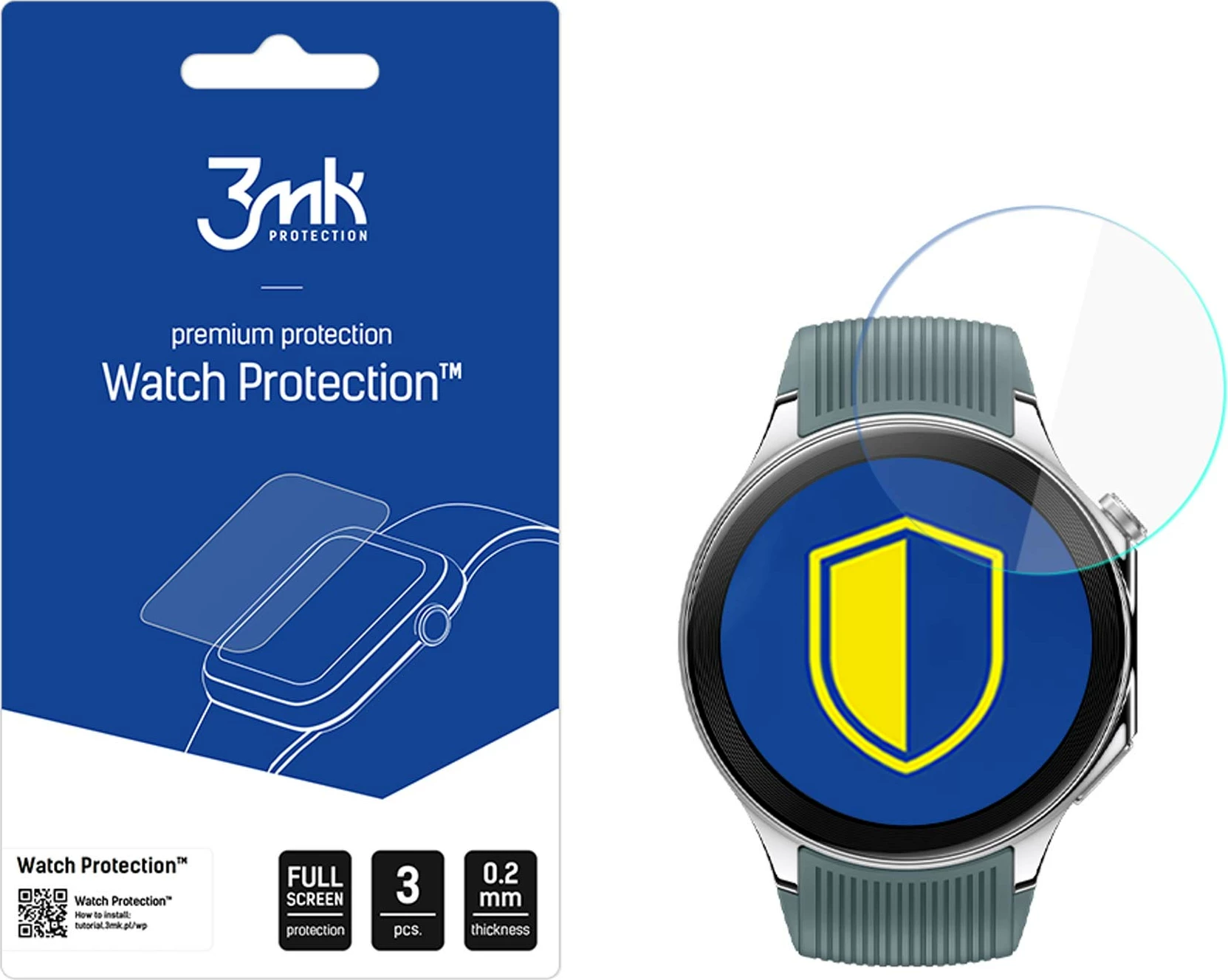 Film mbrojtës për ekran, 3mk Protection, Watch Protection ARC, për OnePlus Watch 2, 3 copë