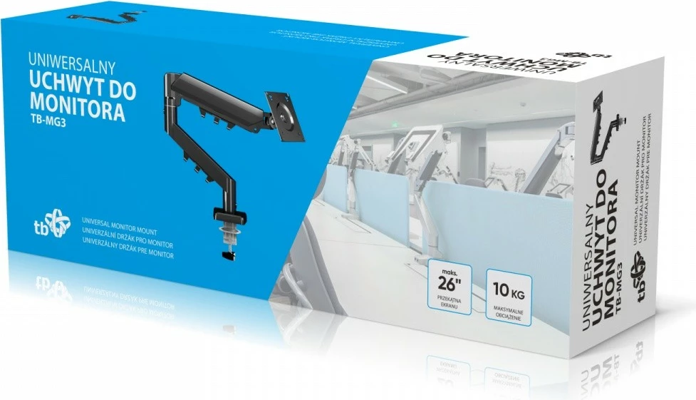 Mbajtës monitori tavoline me sustë gazi, TB TB-MG3, 17-26", 10 kg, VESA 100x100, i zi