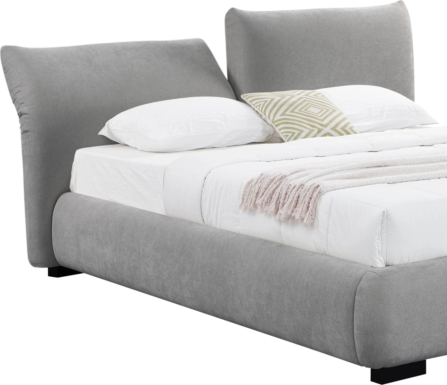 Krevat dopio me hapësirë për depo, stof leshi artificial, gri, NUVIA CD728.01, dyshek 160x200cm