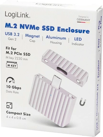 Kasë e jashtme LogiLink UA00423 për SSD M.2 NVMe, USB-C, Argjend