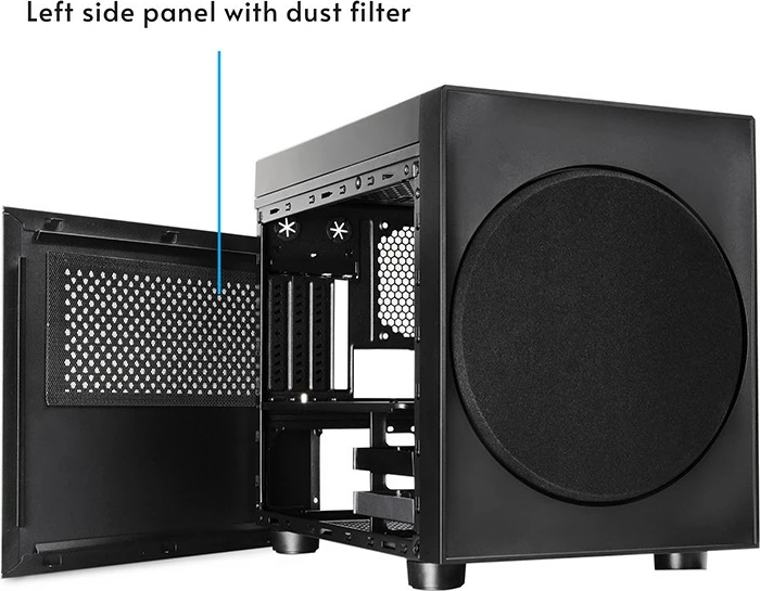 Kasë Chieftec CI-03B-OP mATX kube, Micro ATX/Mini ITX, 1x 200 mm ventilator, USB 3.2 Gen 2 Type-C, e zezë