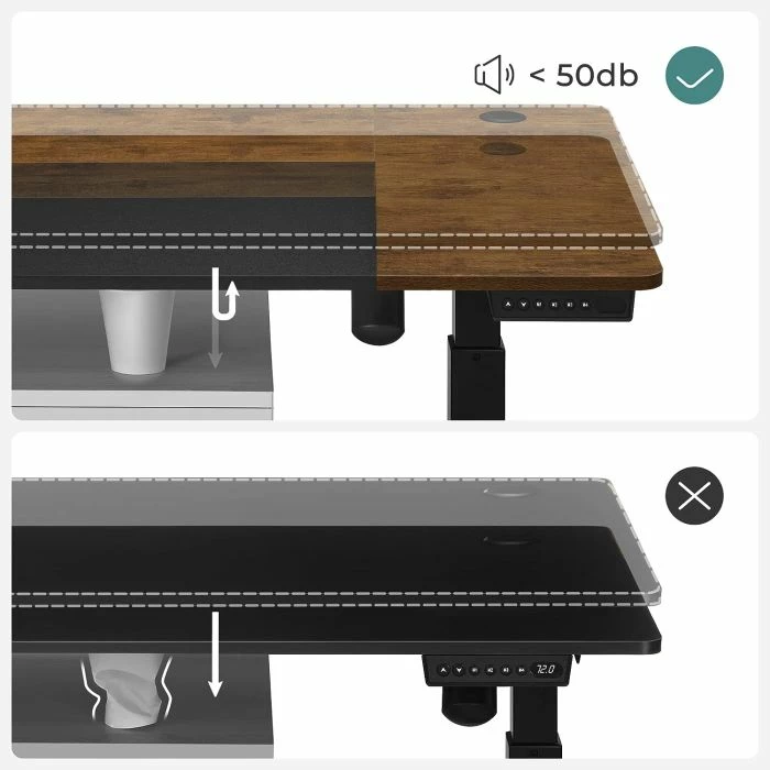 Tavolinë pune elektrike sit/stand SONGMICS LSD016X01 140x60cm, lartësi 72-120cm, 4 memorje, child lock, 80kg, vintage brown/black