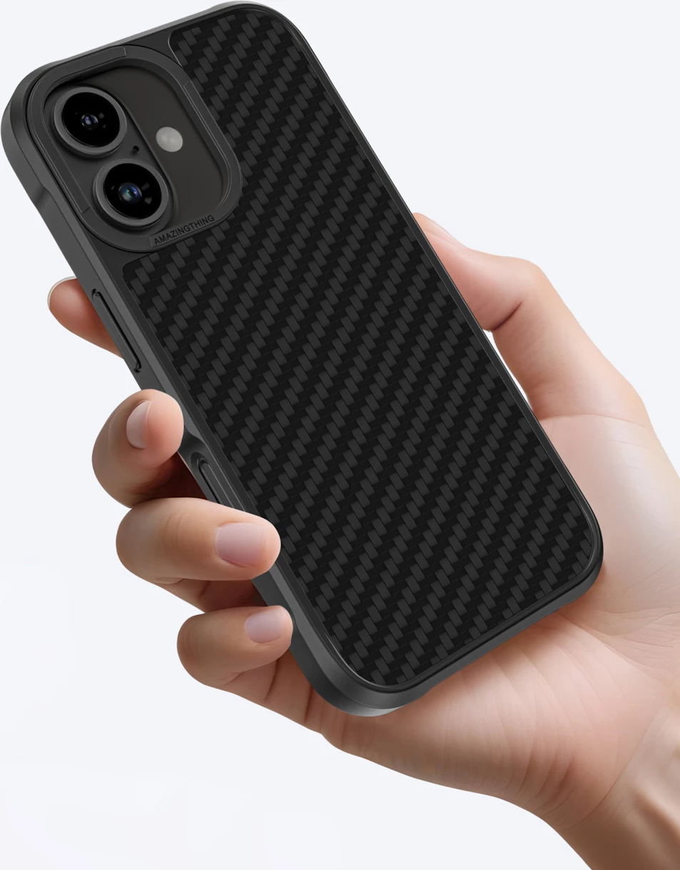 Mbështjellës AmazingThing Titan Max për iPhone 16 Plus, 1500D fibra aramidi, zi