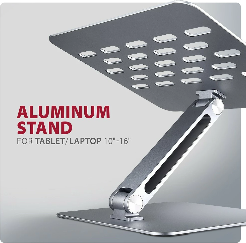 Mbajtëse alumini për laptop AXAGON STND-LQ, 10-16 inç, e rregullueshme, Gri