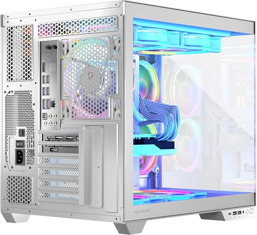 Kasë MODECOM Volcano Panorama APEX ARGB 3F MIDI, e bardhë