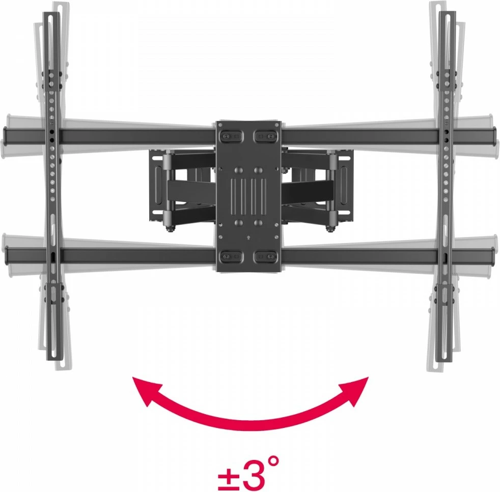 Mbajtës muri TV, TB, TB-854, deri 100 inç, ngarkesë 65 kg, VESA 800x600, shtrirje 70–505 mm, rrotullim 60°, pjerrësi 12°, zi