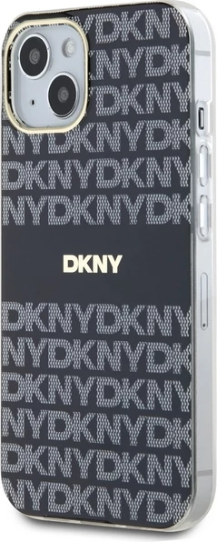 Mbështjellës DKNY IML Mono & Stripe MagSafe për iPhone 15/14/13, e zezë