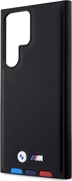 Mbështjellës BMW Leather Stamp Tricolor për Samsung Galaxy S23 Ultra, i zi