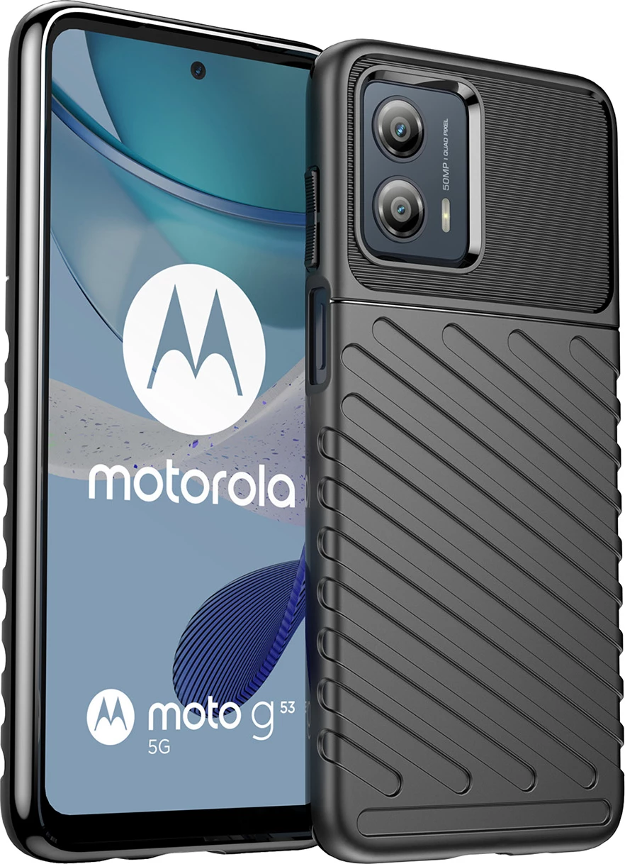 Mbështjellës Hurtel Thunder Case për Motorola Moto G53, TPU, zi