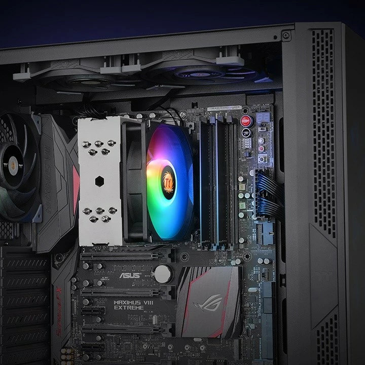 Cooler Thermaltake UX 210 ARGB, 12cm, për procesor, me drita RGB, zi/bardhë