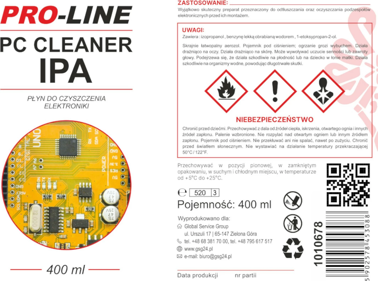 Sprej pastrues elektronikash Pro-Line PC Cleaner IPA, 400 ml