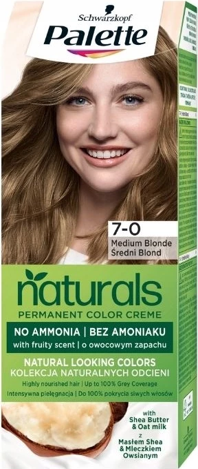 Bojë për flokë për femra Palette Permanent Naturals Color Creme 7-0 Medium Blonde