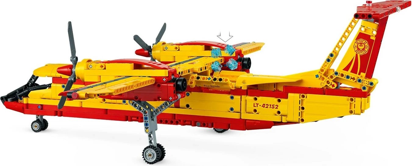 Lodër ndërtimi LEGO Technic 42152, Avion zjarrfikës, 1134 pjesë, Verdhë dhe Kuqe