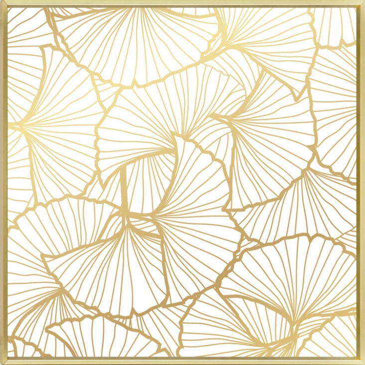 Pikturë dekorative LANGO, ngjyrë e bardhë dhe ari, 52x52x4cm
