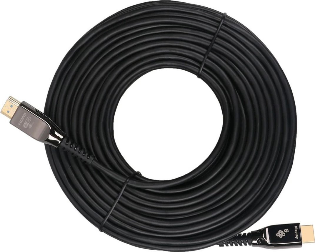 Kabllo HDMI 2.1, TB, AKTBXVHFO2115MB, 15 m, 8K 48 Gbps, konektorë Type A M-M, kontakte të arta, optike, e zezë