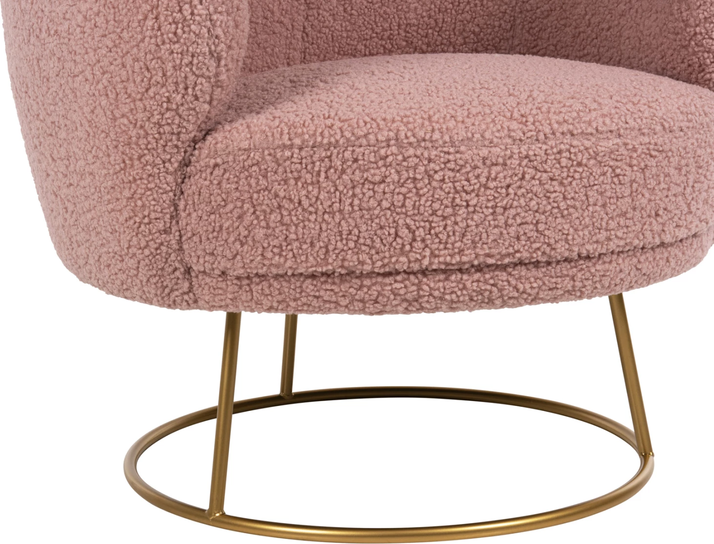 Karrige ARIEN FH8403.22, stof boucle, ngjyrë rozë e zbehtë, bazë metalike ari, 78x75x84H cm