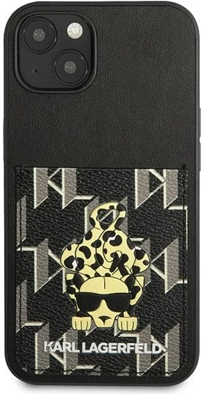 Mbështjellës Karl Lagerfeld Karlimals Cardslot për iPhone 13, e zezë