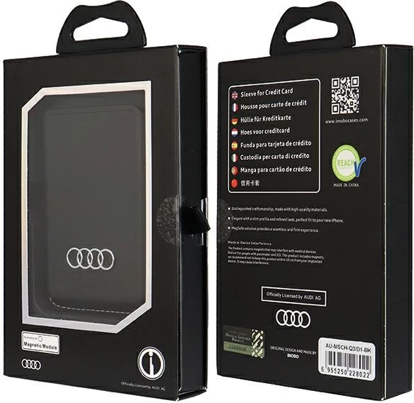 Mbështjellës Audi Synthetic Leather me magnet MagSafe, për iPhone, i zi