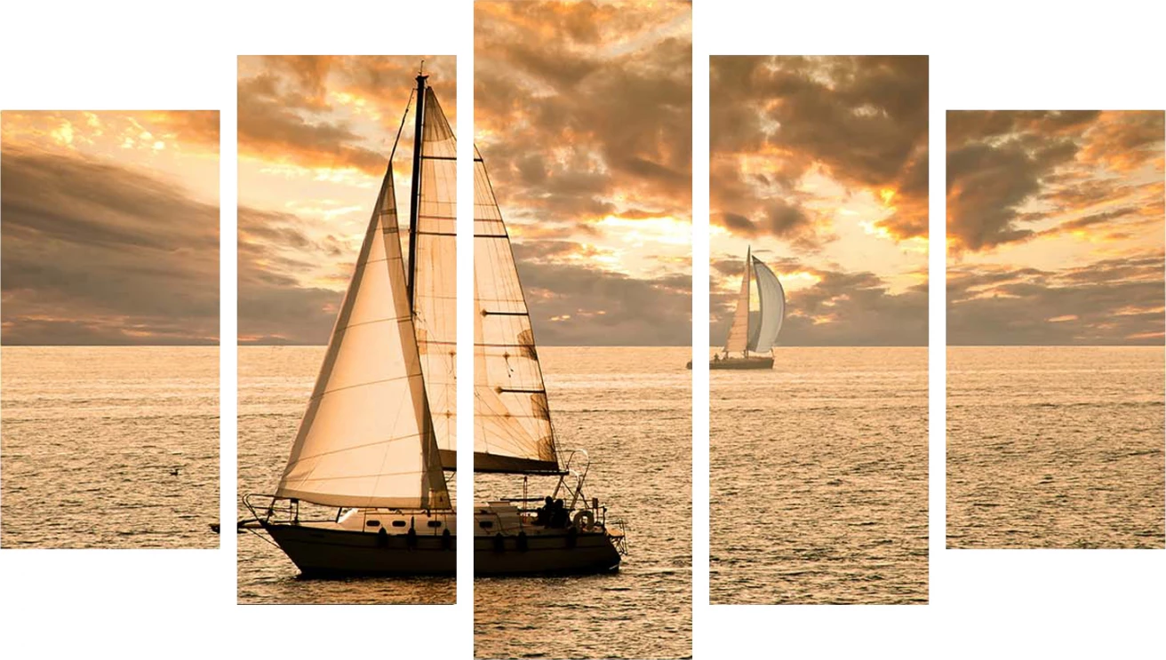 Pllaka dekorative pesë pjesë MDF me dizajn të lundrimit në perëndim FH7206.01 100x0,3x60 cm