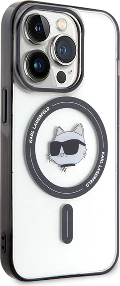 Mbështjellës Karl Lagerfeld IML Choupette's Head MagSafe për iPhone 15 Pro, Transparent