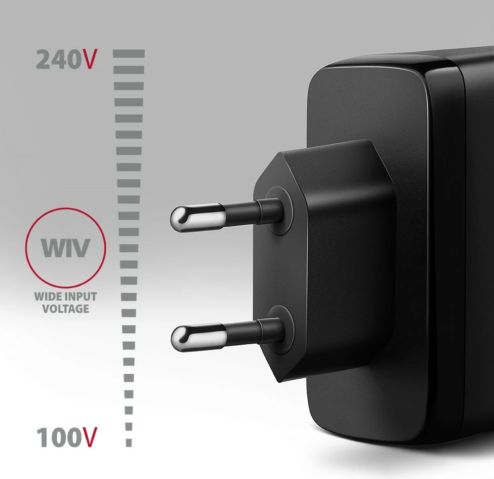 Karikues udhëtimi AXAGON ACU-DPQ100, 100W, 3 porta (USB-A + 2x USB-C), GaN, i zi