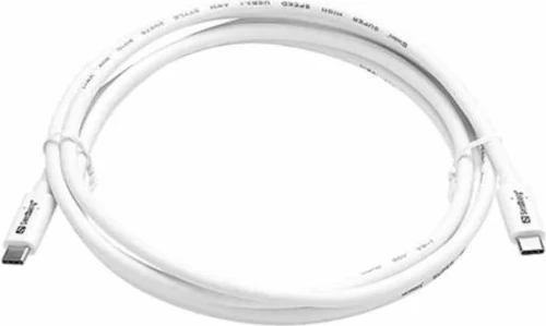 Kabllo karikimi dhe të dhënash USB-C në USB-C Sandberg 136-53, USB 3.2 Gen2 10Gbps, PD 100W, 1m, e bardhë