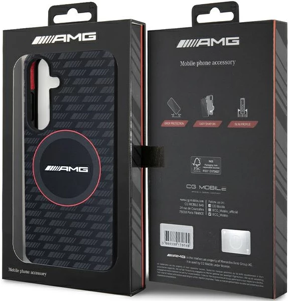 Mbështjellës Mercedes AMG Silicone Carbon Pattern MagSafe për Samsung Galaxy S24+, i zi