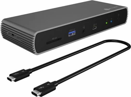Docking station ICYBOX IB-DK8801-TB4 Thunderbolt 4, 40Gbps, PD deri 96W, 1x8K ose 2x4K, Ethernet, gri/argjend