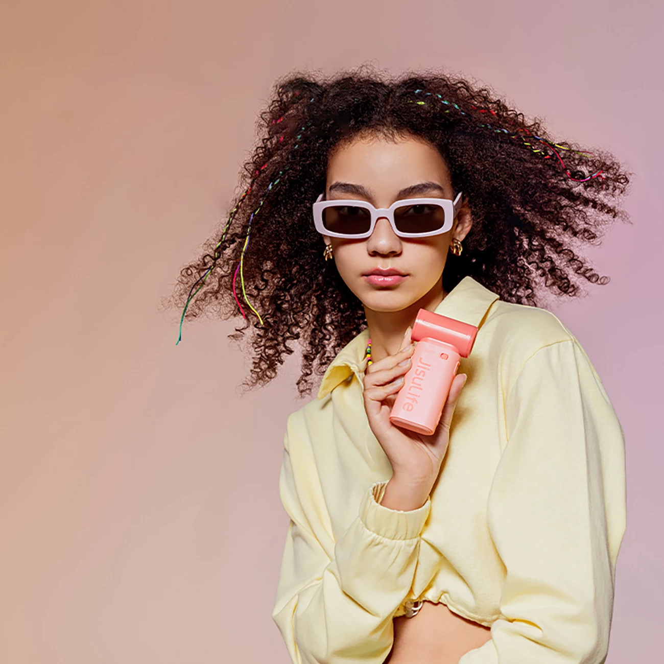 Ventilator dore Jisulife Life9, 5000mAh, USB-C, Rozë