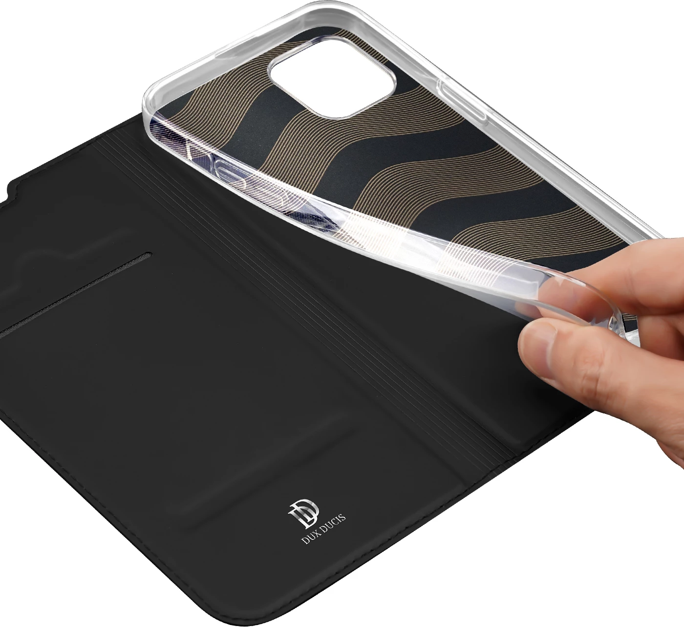 Mbështjellës Dux Ducis Skin Pro për iPhone 14 Plus, eko lëkurë, e zezë