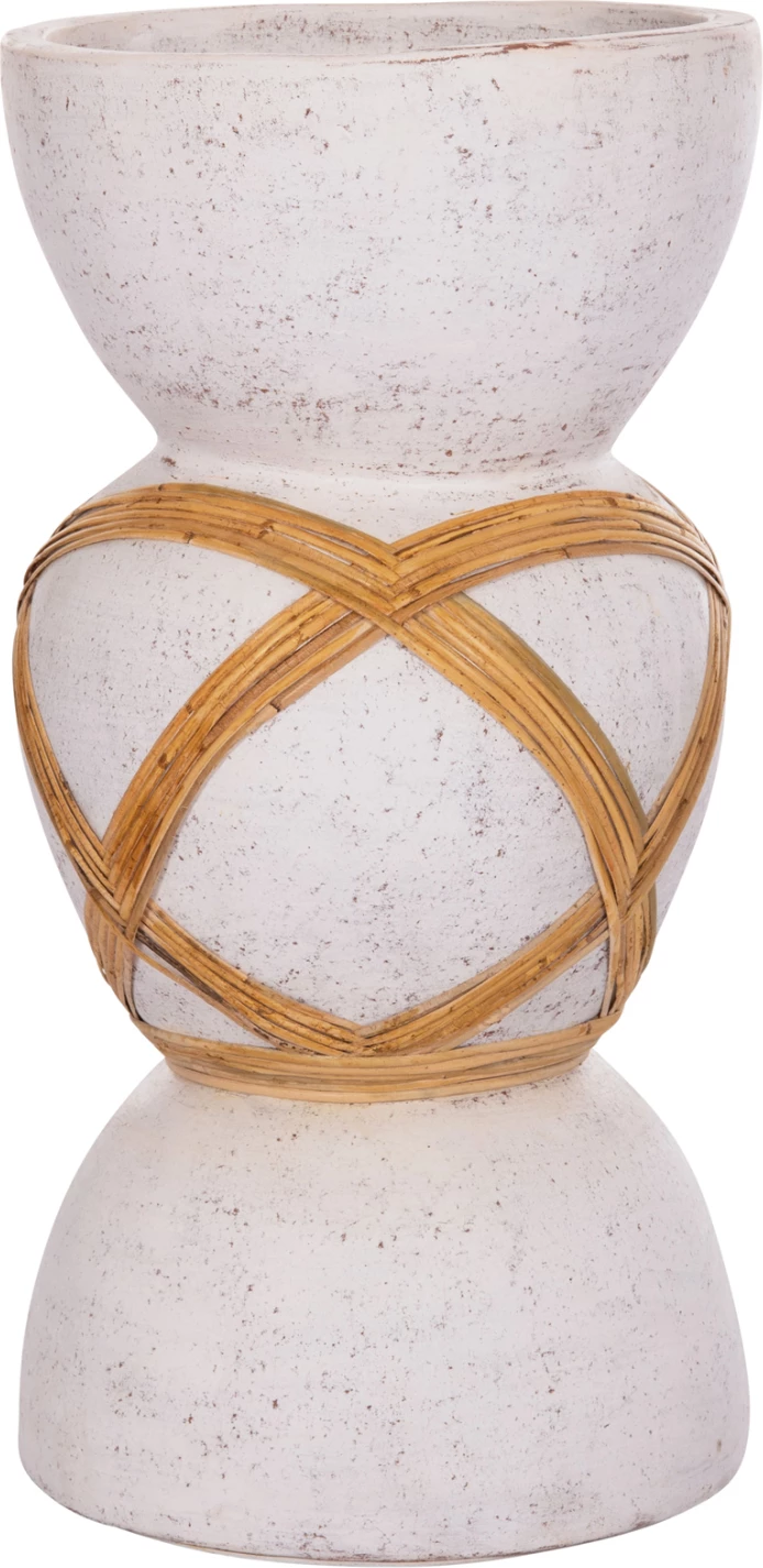 Vazo dekorative për dysheme MAYNARD, fibër-cement, e bardhë, ratan, FH4672.02L, 32x62.5cm