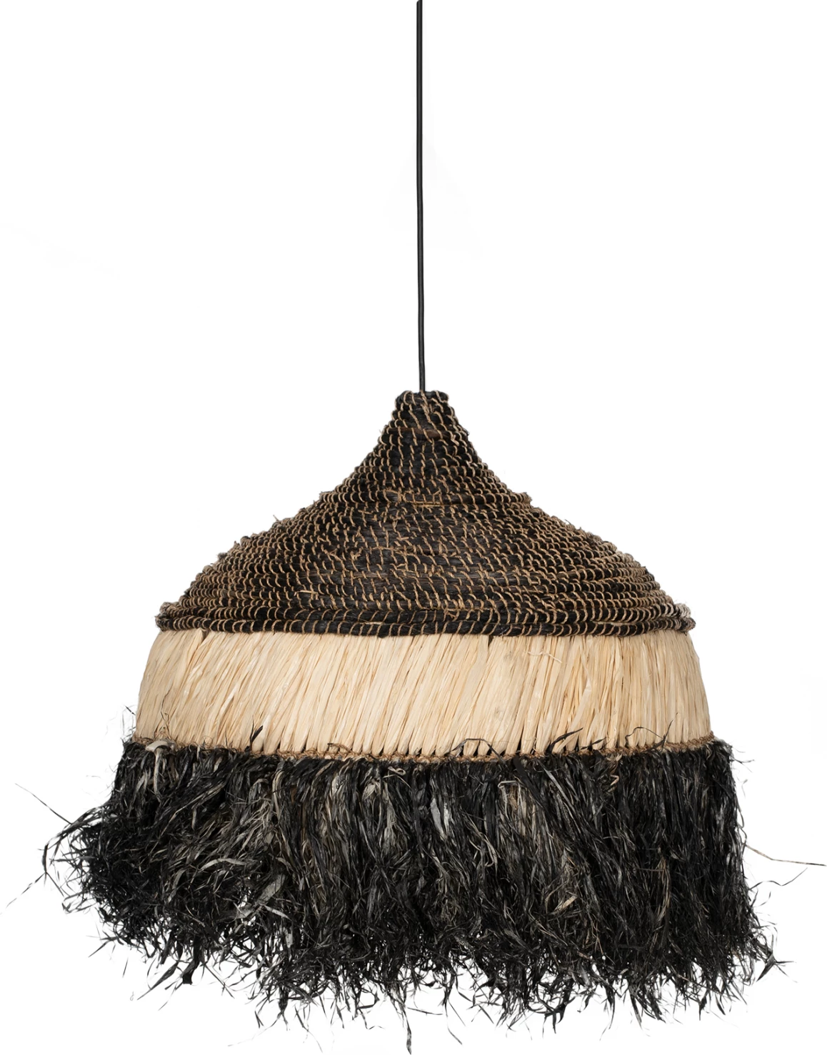 Llambë varëse tavani me kapak prej sisali dhe fibrave abaka, ngjyrë natyrale-e zezë, 50x50x60Hcm, FH7788