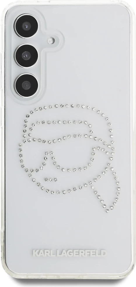 Mbështjellës Karl Lagerfeld Rhinestones Karl Head Logo për Samsung Galaxy S25, transparent