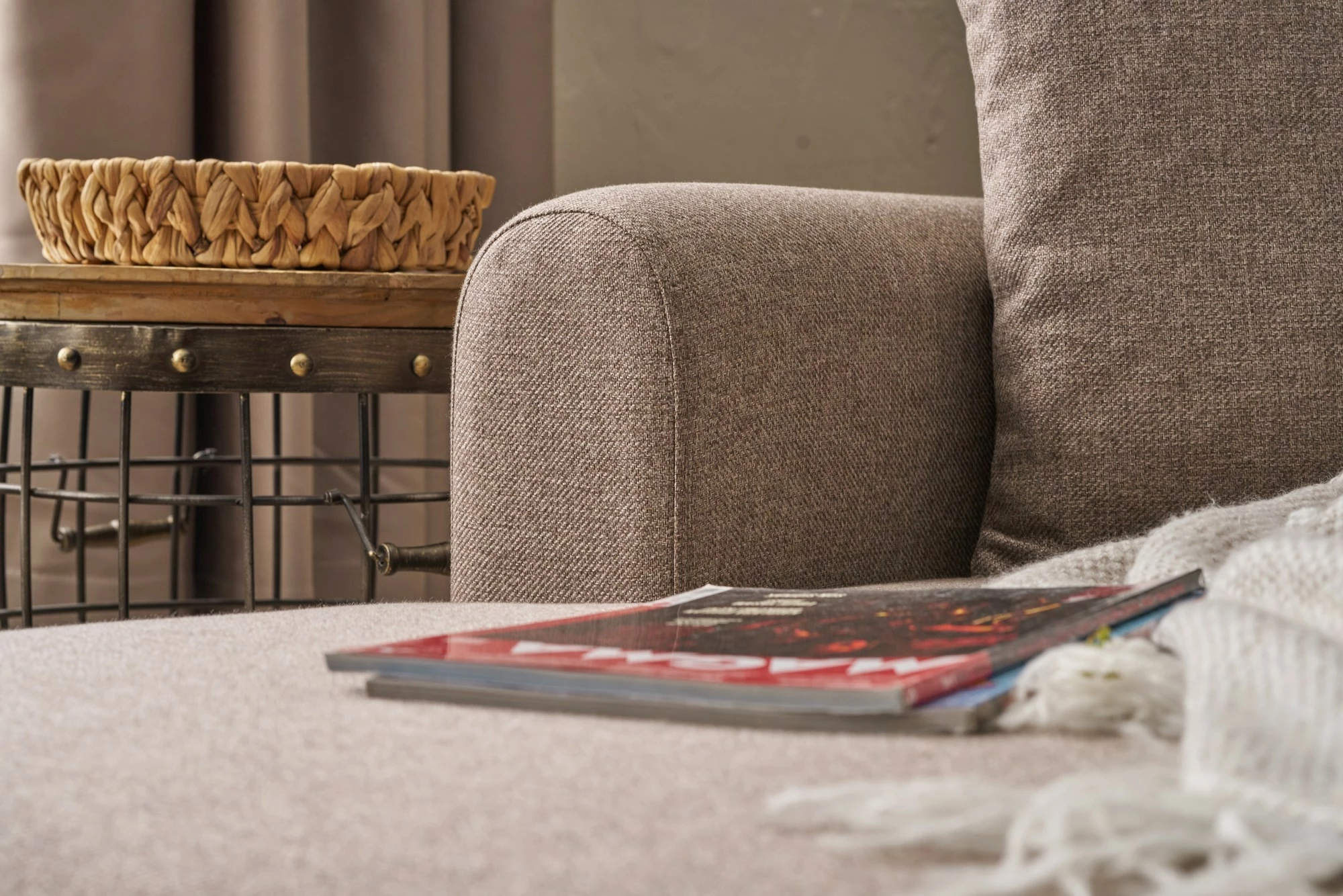 Kënd-sofë krevati Atelier del Sofa, kënd majtas, ngjyrë kafe