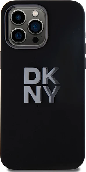 Mbështjellës DKNY Liquid Silicone Metal Logo për iPhone 15 Pro, i zi