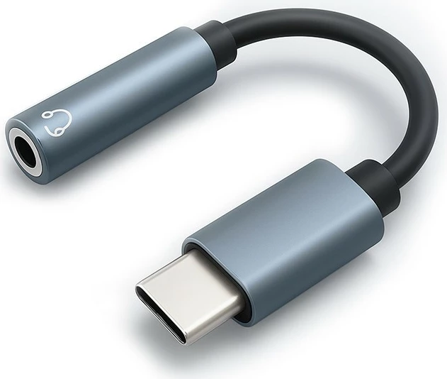 Adapter USB-C në 3.5mm Qoltec 51786, 10cm, zi/gri