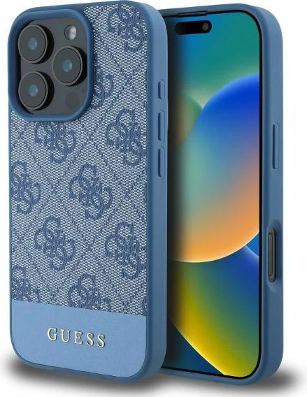 Mbështjellës Guess 4G Bottom Stripe për iPhone 16 Pro Max, Kaltër