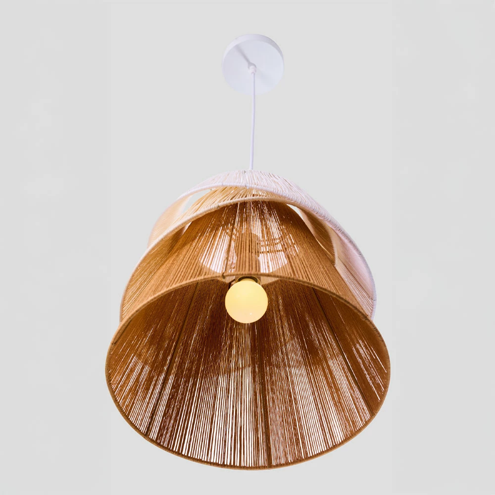 Llambë tavani SORREL, litar, letër, 36x34cm, e bardhë, bezhë, kafe