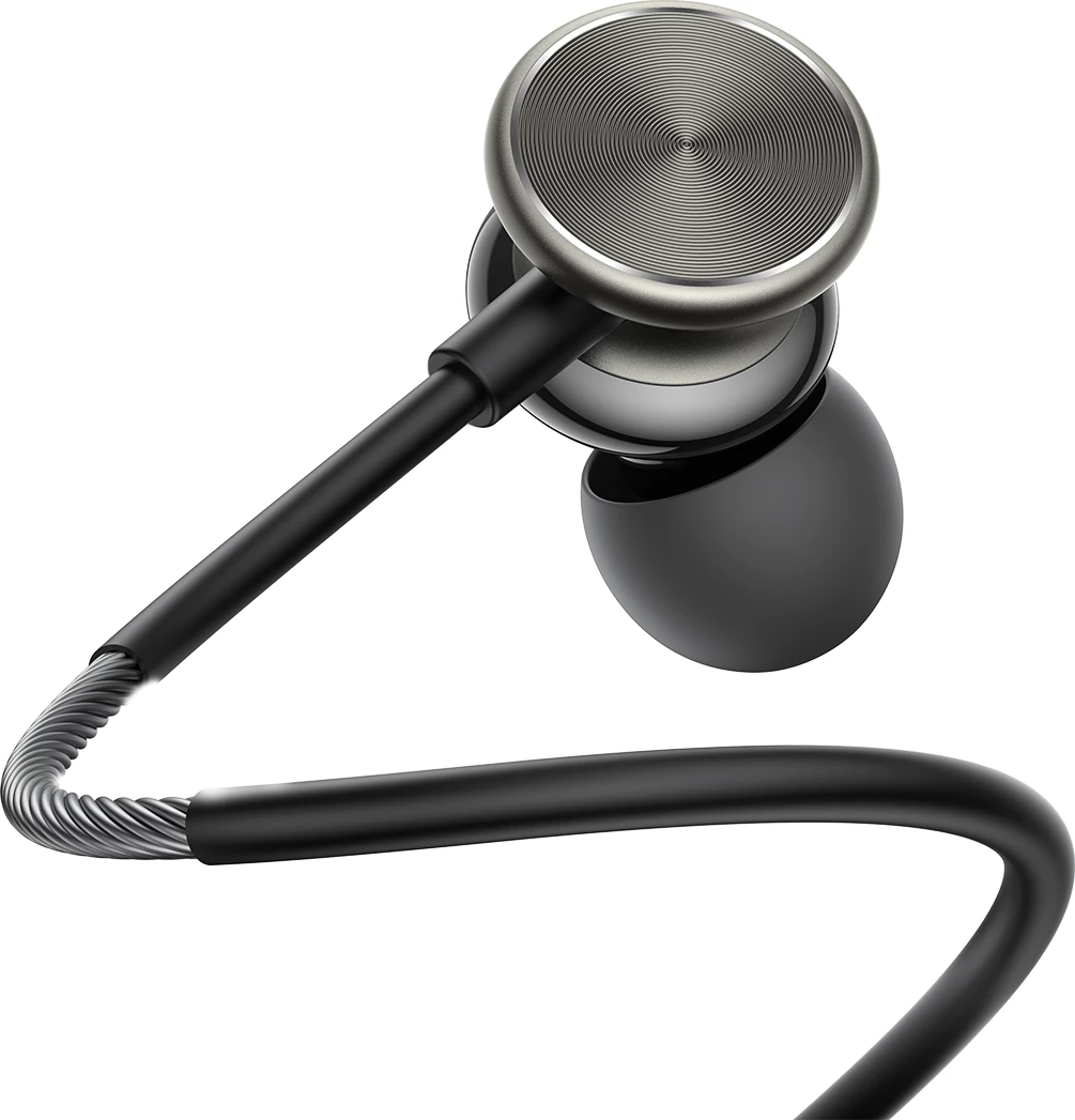 Kufje me tela Joyroom JR-EW03, in-ear, 1.2m, mikrofon, gri e errët