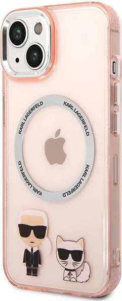Mbështjellës Karl Lagerfeld KLHMP14MHKCP për iPhone 14 Plus 6.7", hardcase, MagSafe, rozë