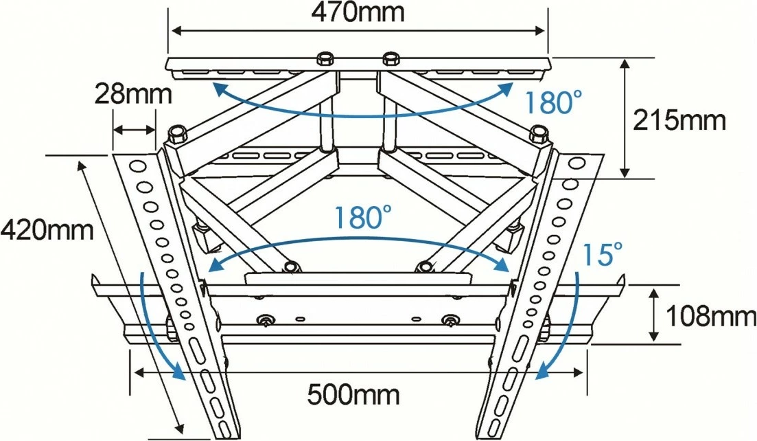 Mbajtëse muri për TV TB TB-43P, deri 65 inç, 55 kg, VESA 400x400, e zezë
