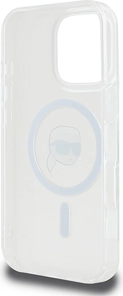 Mbështjellës Karl Lagerfeld IML Metal Karl Head MagSafe për iPhone 16 Pro, Bardhë