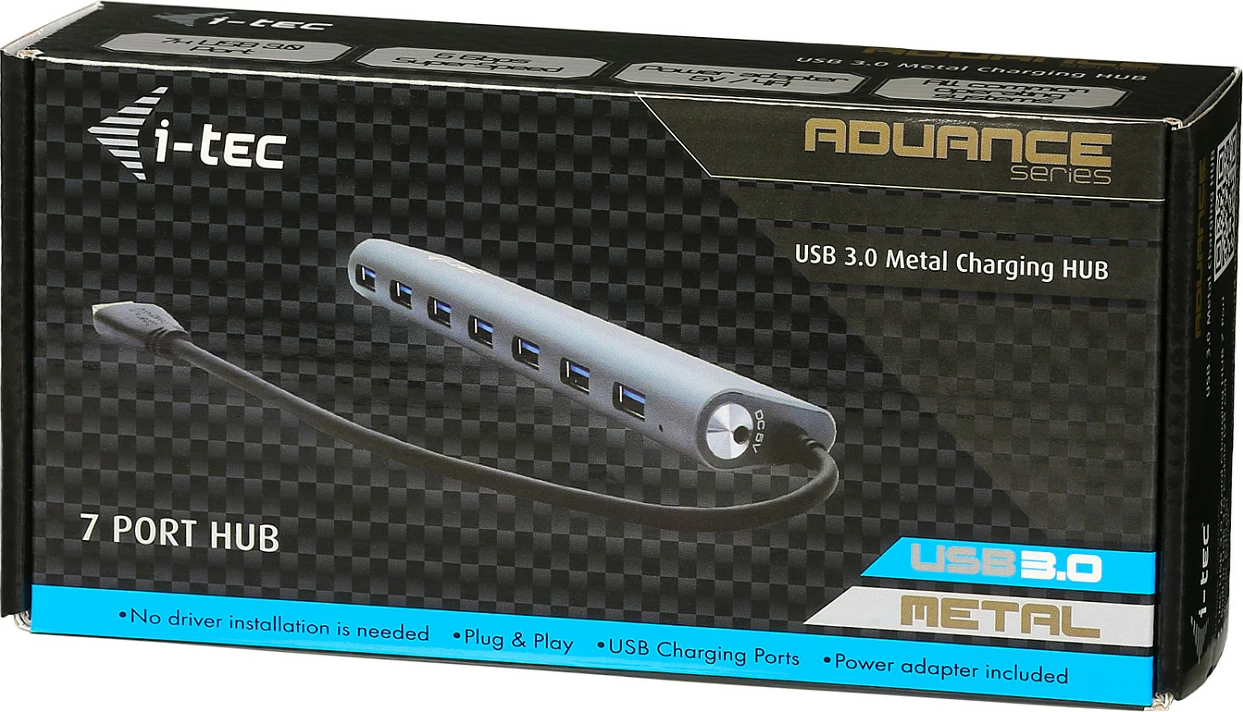 Hub USB i-tec 7 porta, metal, USB 3.0, 5Gbps, argjend