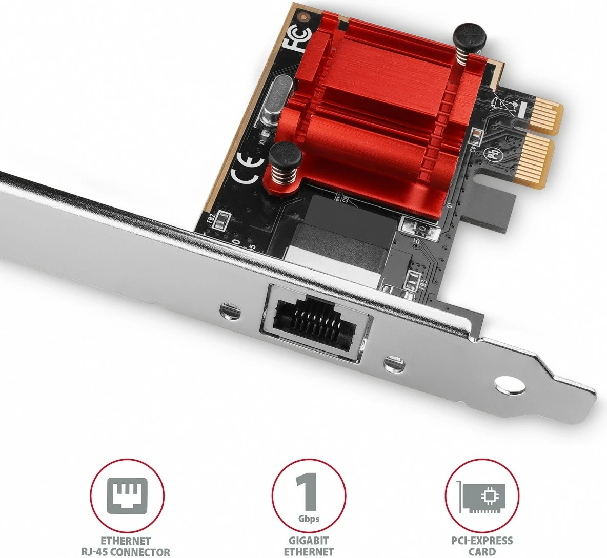 Kartë rrjeti AXAGON PCEE-GIX, PCIe, 1x Gigabit Ethernet, Intel I210-AT, me mbajtëse standarde dhe low-profile