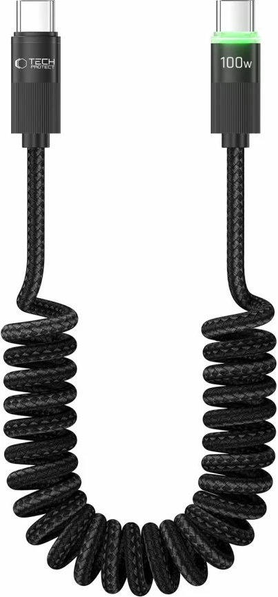 Kabllo USB-C Tech-Protect UB20T Ultraboost, 180cm, 100W, e zezë